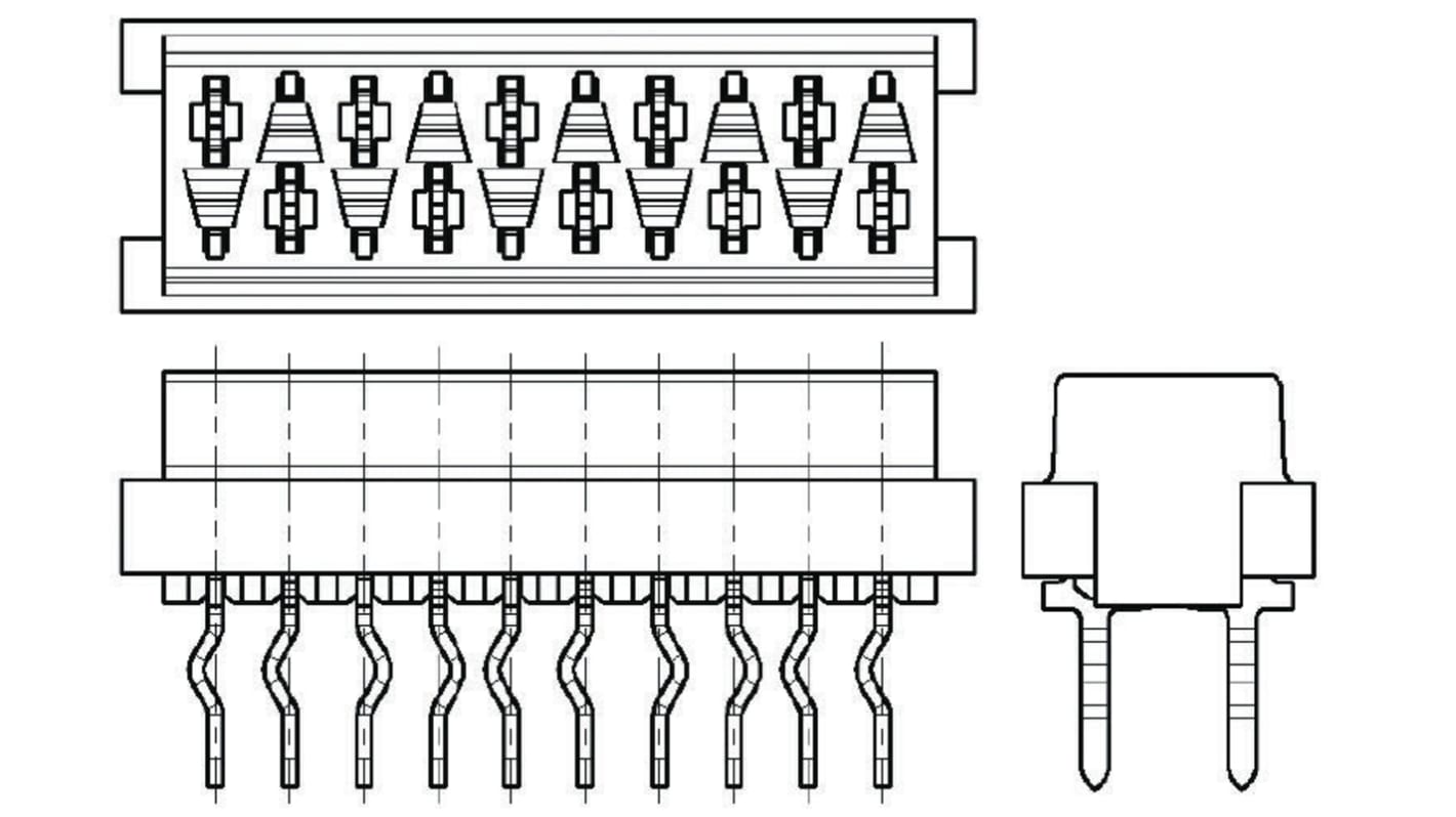 Conector hembra para PCB TE Connectivity serie Micro-MaTch, de 16 vías en 2 filas, paso 2.54mm, 230 V, 1.5A, Montaje en