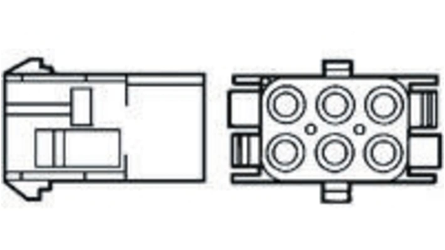 Boitier de connecteur Femelle, 6 contacts sur 2 rangs, pas 6.35mm, Droit, série Universal MATE-N-LOK