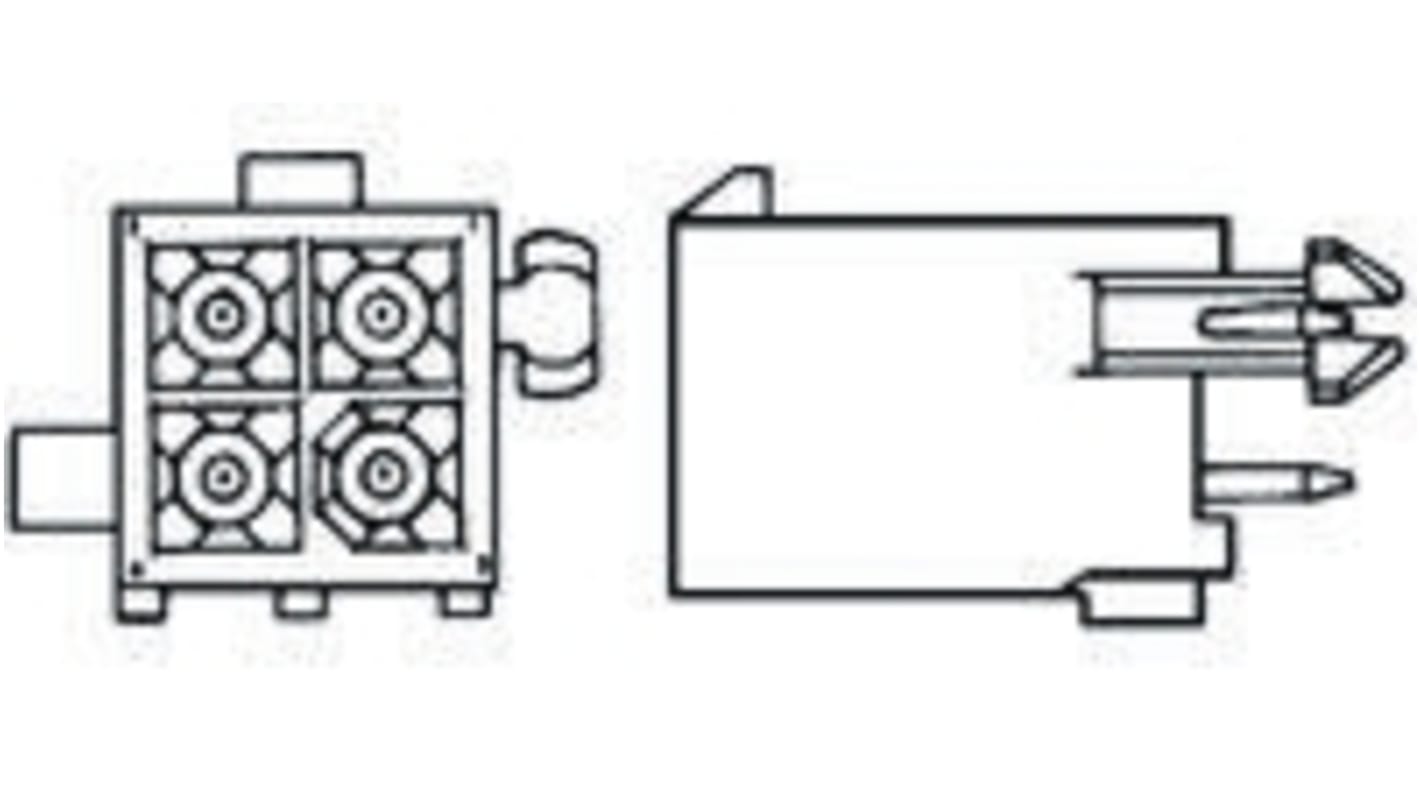 TE Connectivity Mini-Universal MATE-N-LOK Series Straight Through Hole PCB Header, 3 Contact(s), 4.14mm Pitch, 1