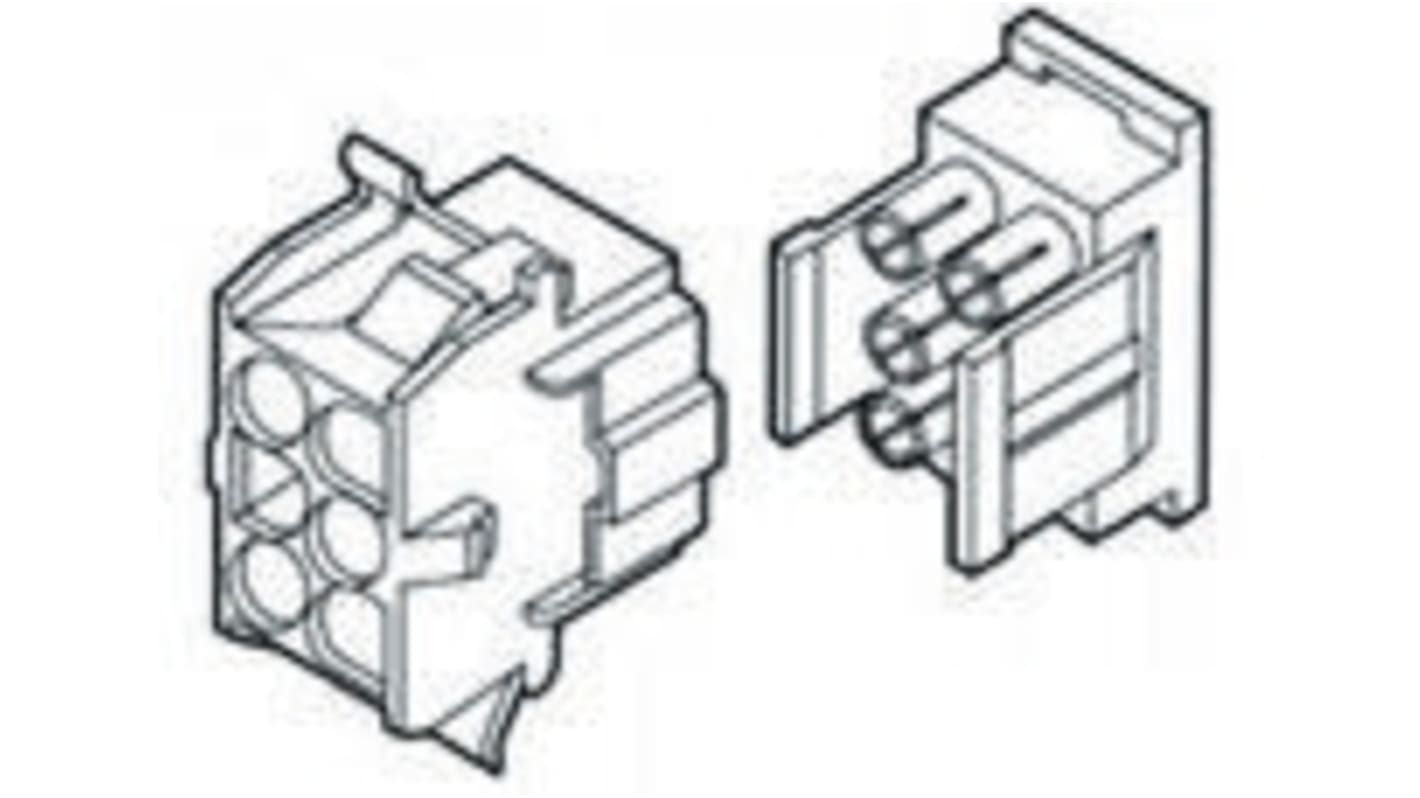 Boitier de connecteur Femelle, 2 contacts 1 rang , pas 6.35mm, Droit, série Universal MATE-N-LOK II