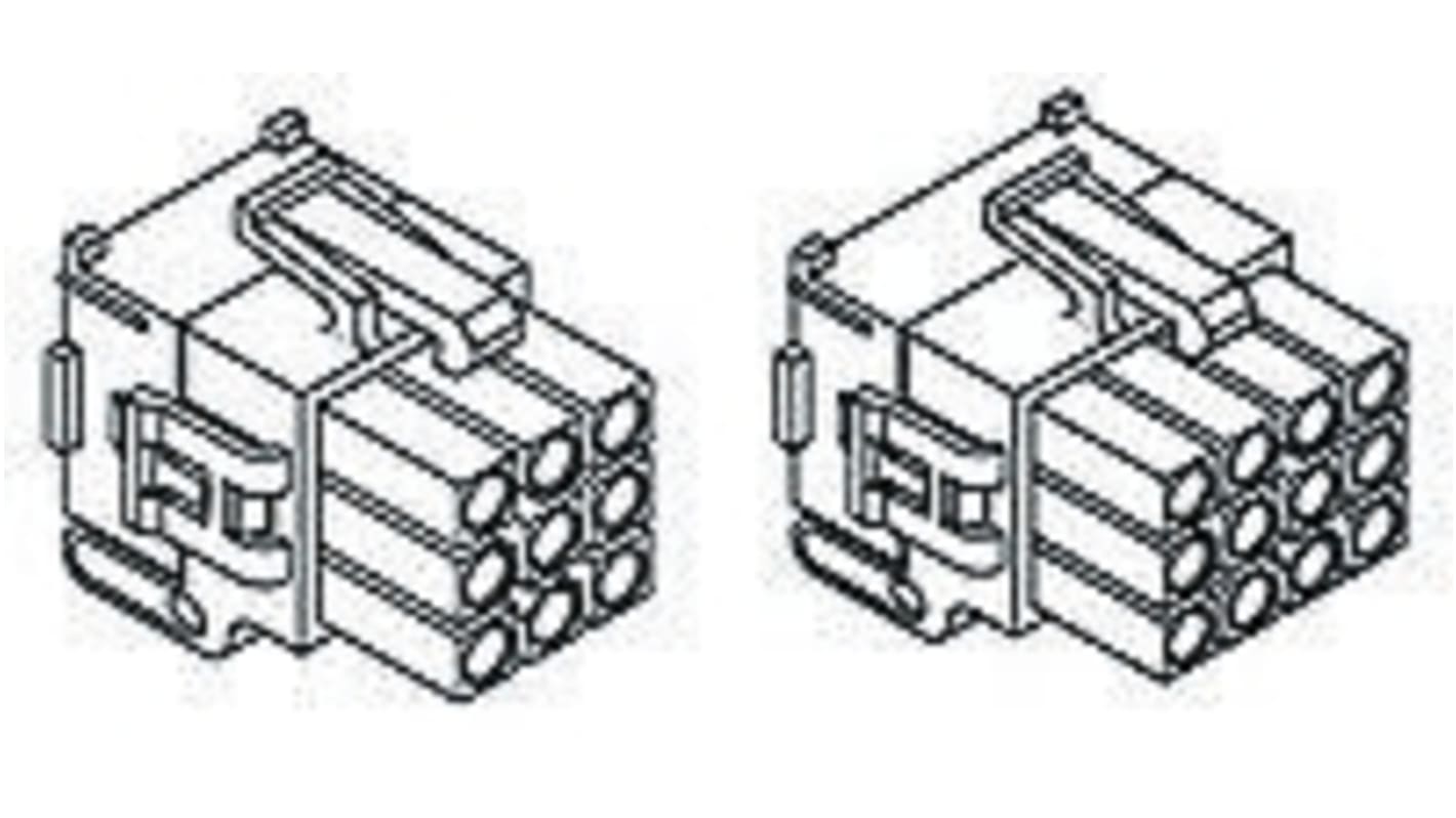 Carcasa de conector TE Connectivity 794200-1, Serie Mini-Universal MATE-N-LOK II, paso: 4.14mm, 12 contactos, 3 filas,