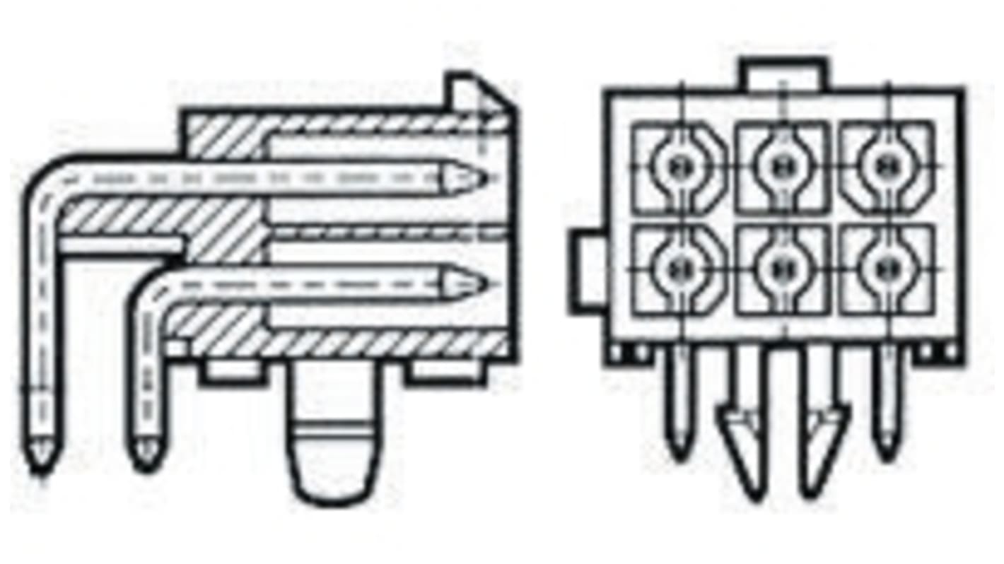 Embase pour CI TE Connectivity, Mini-Universal MATE-N-LOK, 4 pôles , 4.14mm, 2 rangées , 9.5A, Angle droit