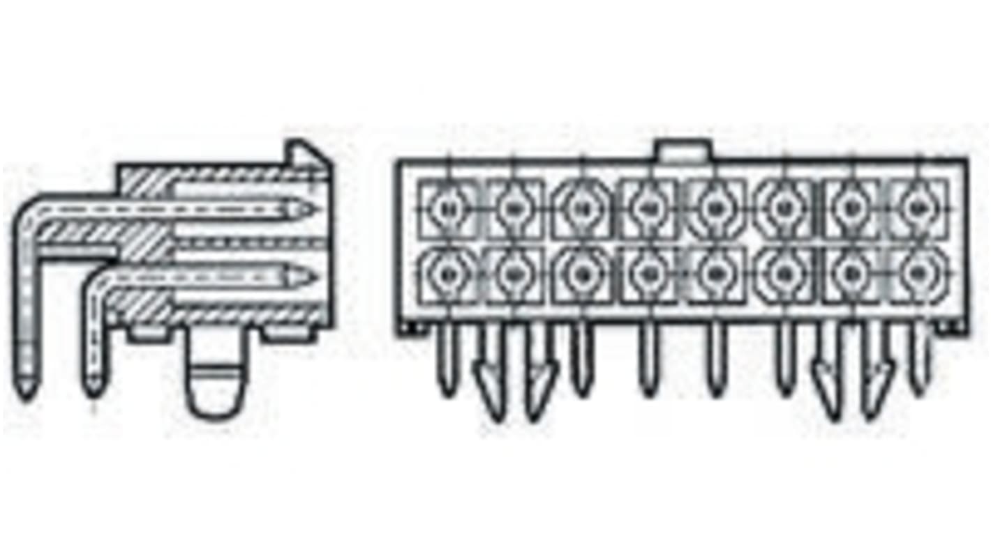 TE Connectivity Mini-Universal MATE-N-LOK Series Right Angle Through Hole PCB Header, 24 Contact(s), 4.14mm Pitch, 2