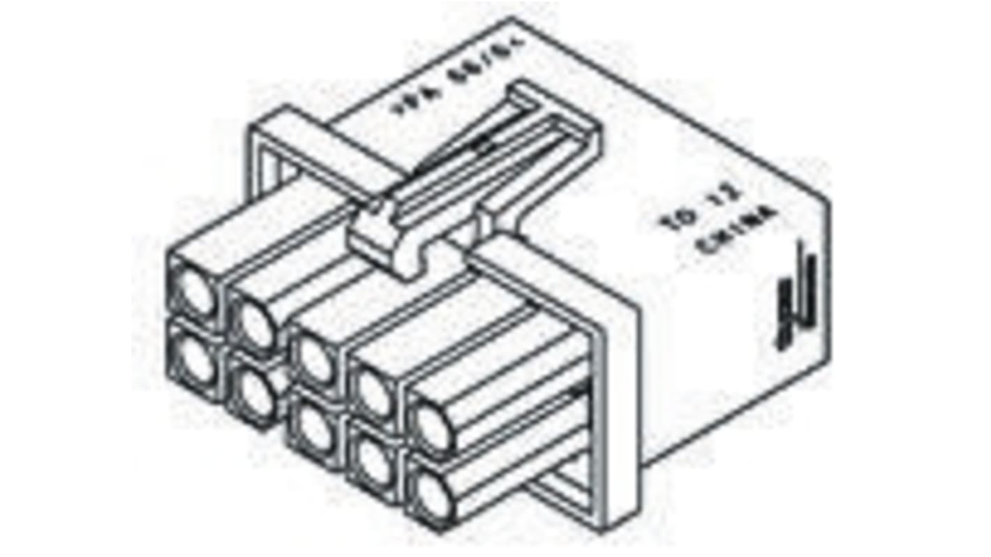 Boitier de connecteur Mâle, 14 contacts sur 2 rangs, pas 4.14mm, Droit, Montage sur câble, série Mini-Universal