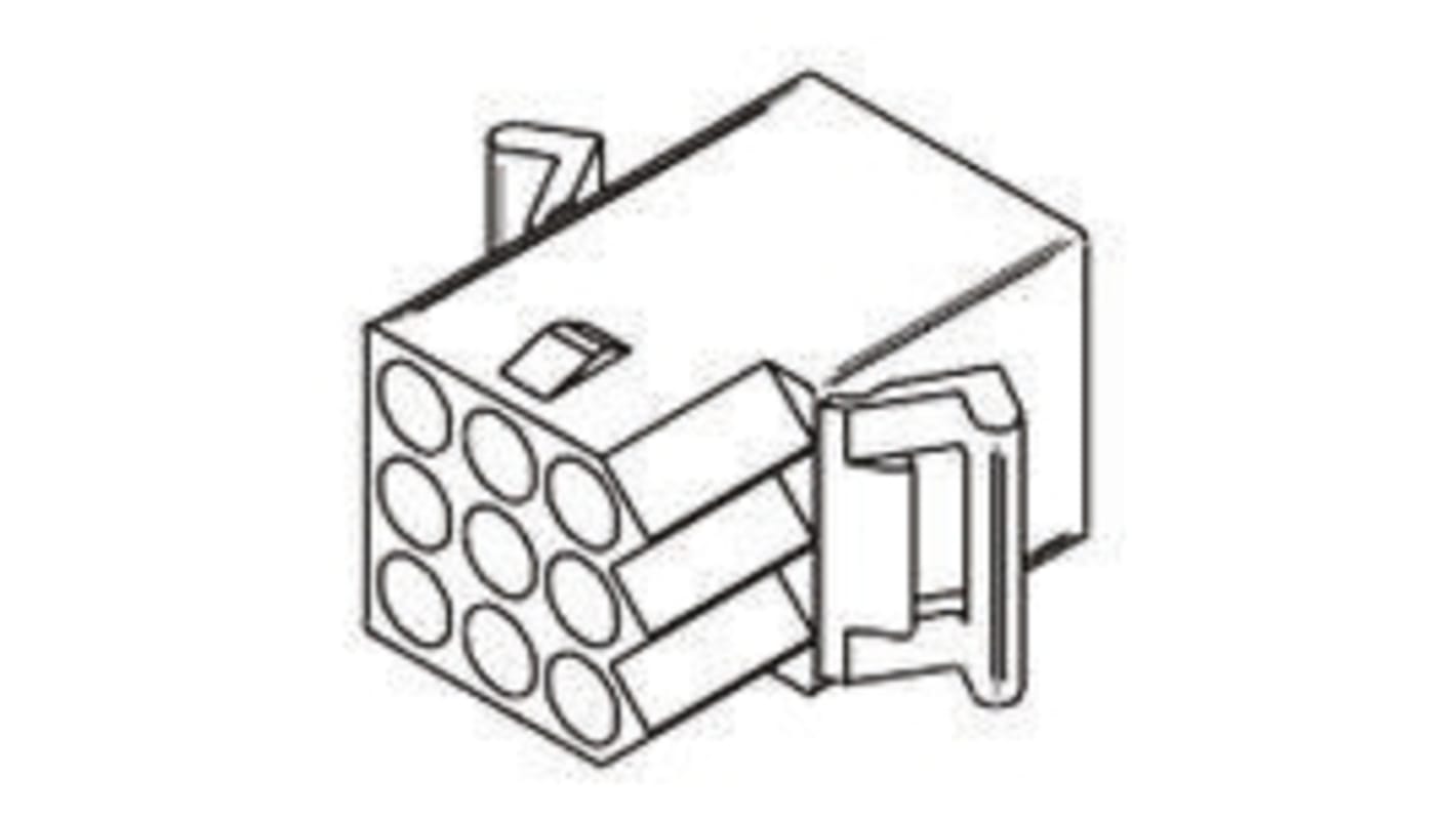 Carcasa de conector Molex 03-09-1094, Serie STANDARD .093", paso: 5.03mm, 9 contactos, 3 filas, Recto, Hembra