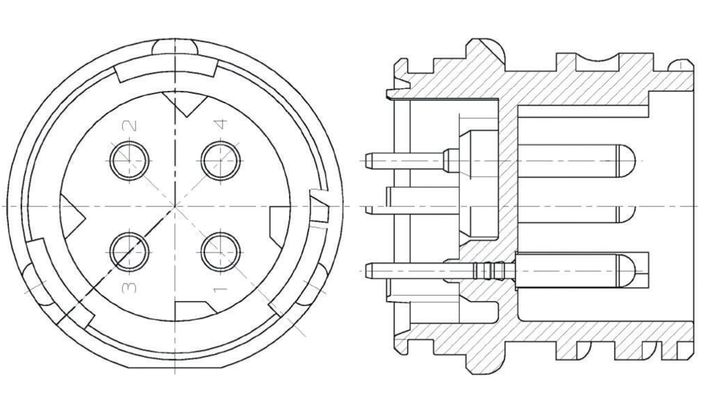 TE Connectivity Circular Connector, 4 Contacts, Panel Mount, Plug, Male