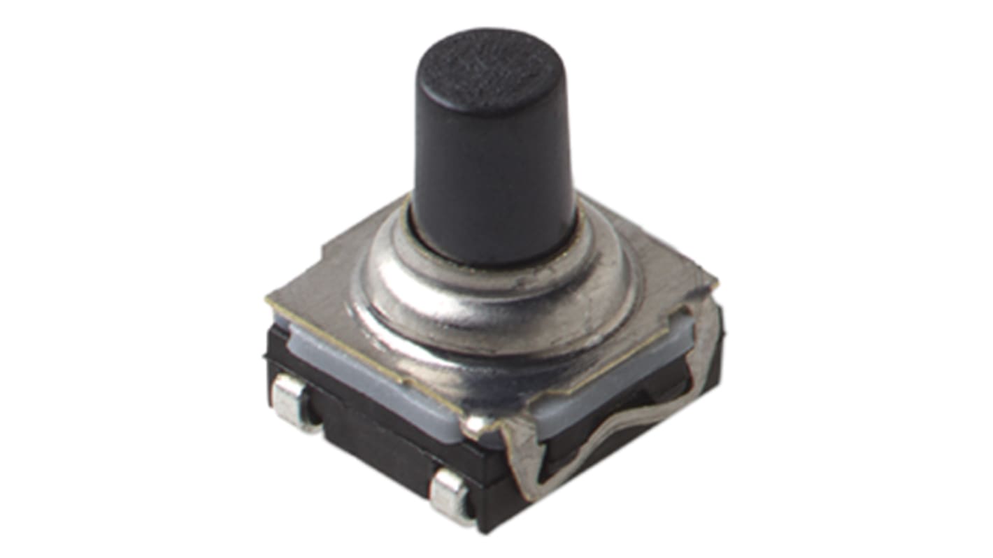 C & K IP67 Black Button Tactile Switch, SPST 10 mA 3.3 (Dia.)mm Surface Mount