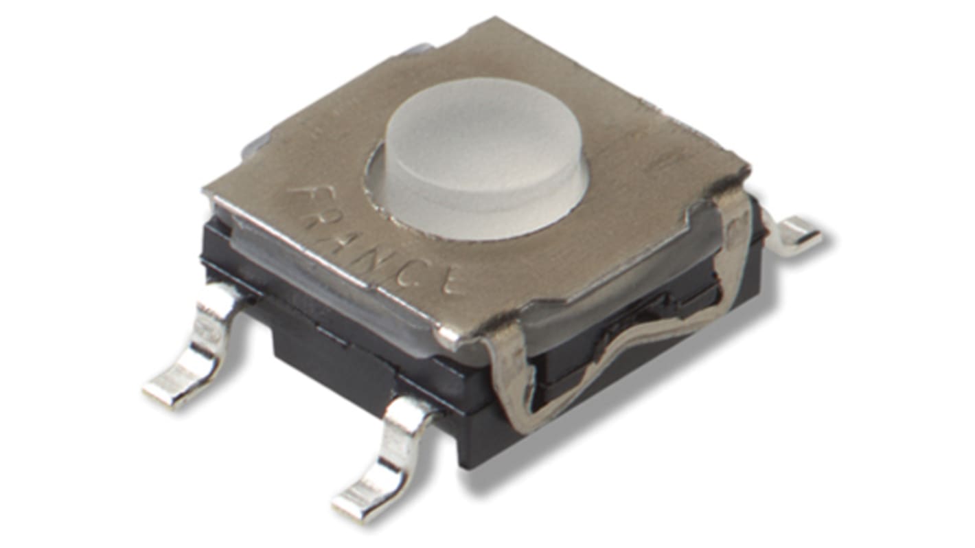 IP67 Clear Button Tactile Switch, SPST 10 mA 2.9 (Dia.)mm Surface Mount