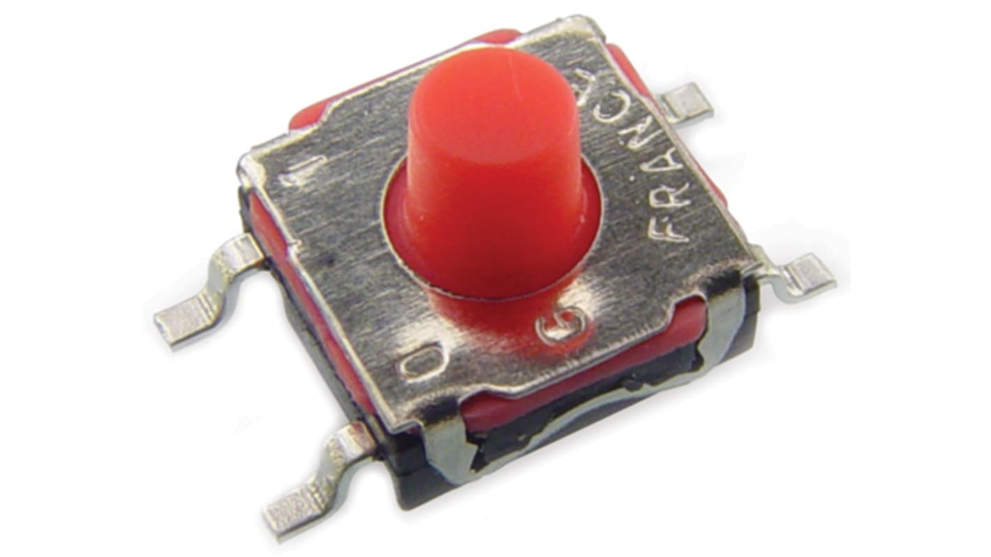 IP67 Red Button Tactile Switch, SPST 50 mA 2.7 (Dia.)mm Surface Mount