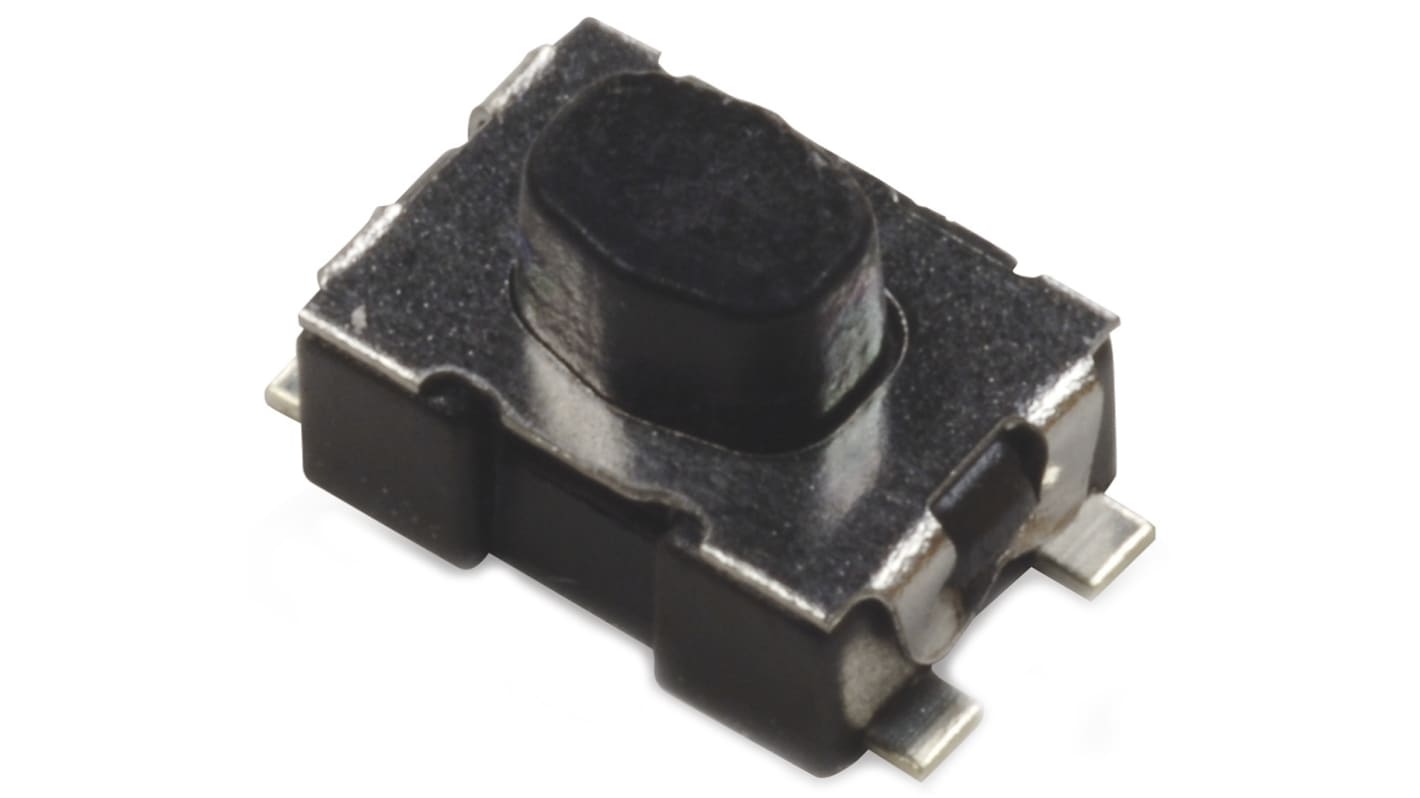IP40 Black Button Tactile Switch, SPST 10 mA 2.11mm Surface Mount
