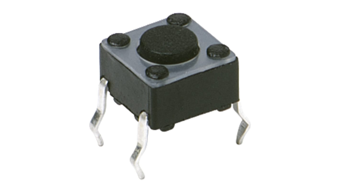 IP40 Black Button Tactile Switch, SPST 50 mA 3.5 (Dia.)mm Surface Mount