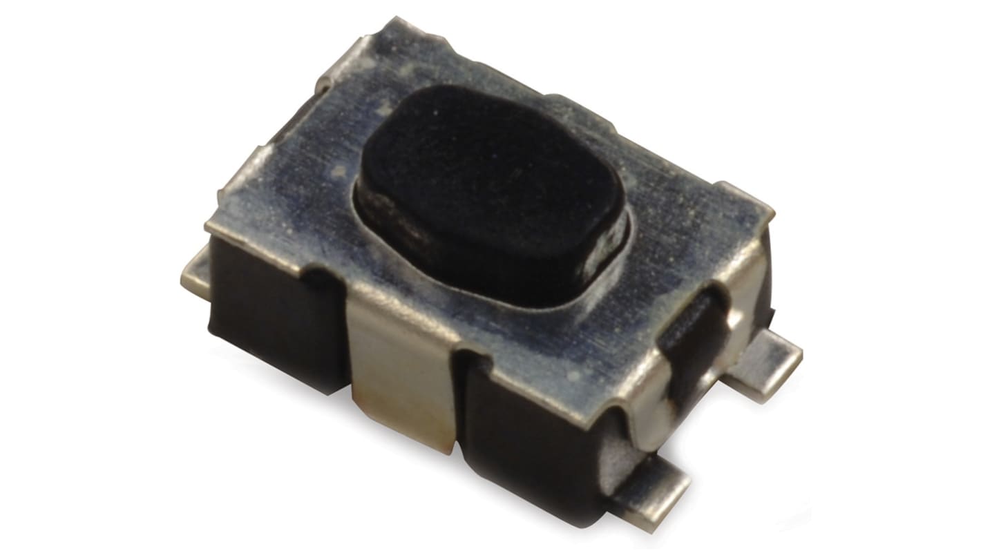 IP40 Black Button Tactile Switch, SPST 50 mA 2.11mm Surface Mount