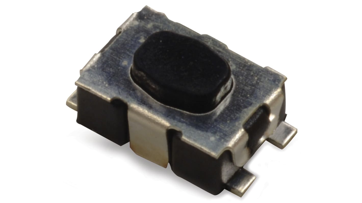 IP67 Black Button Tactile Switch, SPST 50 mA 2.11mm Surface Mount