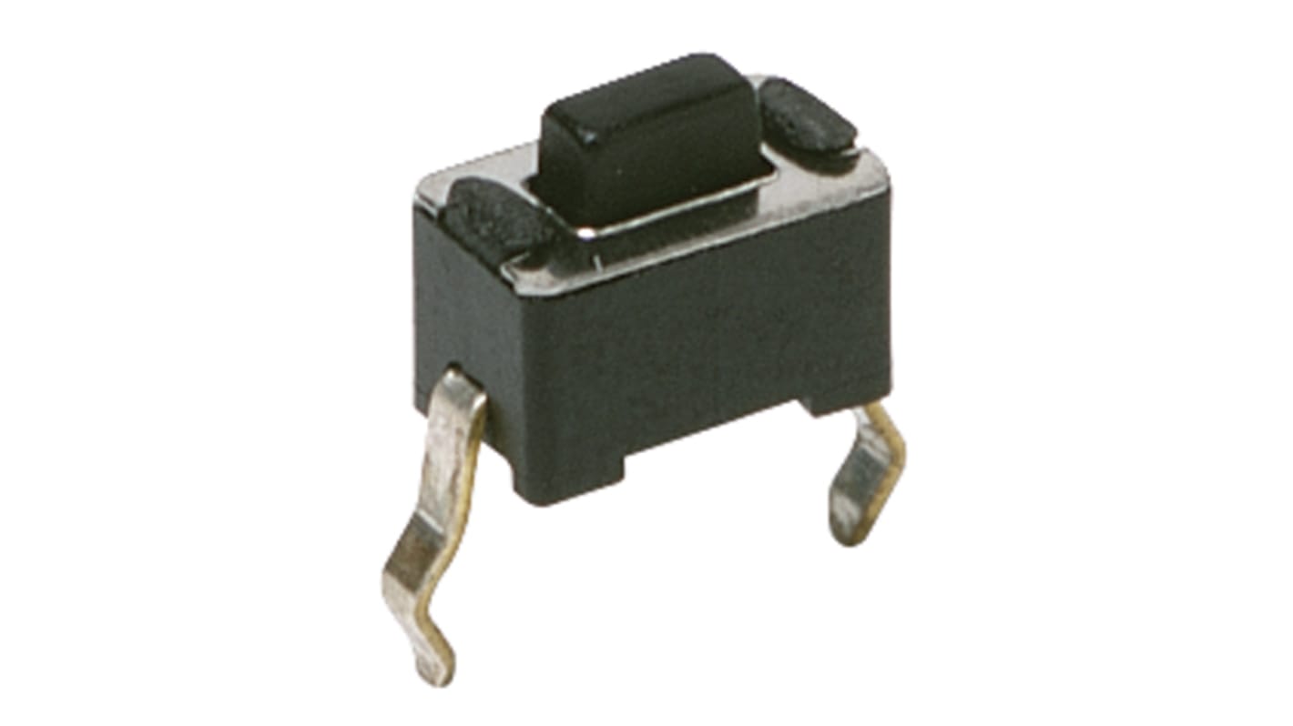 IP40 Black Button Tactile Switch, SPST 50 mA 3mm Through Hole