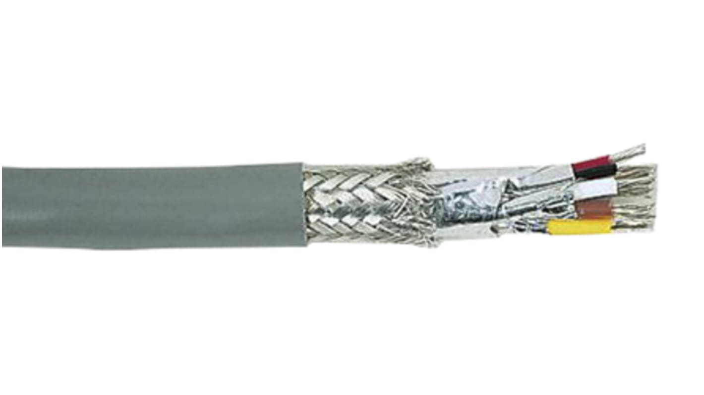 Alpha Wire MEC COAXIAL Ethernetkabel Cat.5, 100m, Grau Verlegekabel S/FTP, Aussen ø 6.35mm, PVC