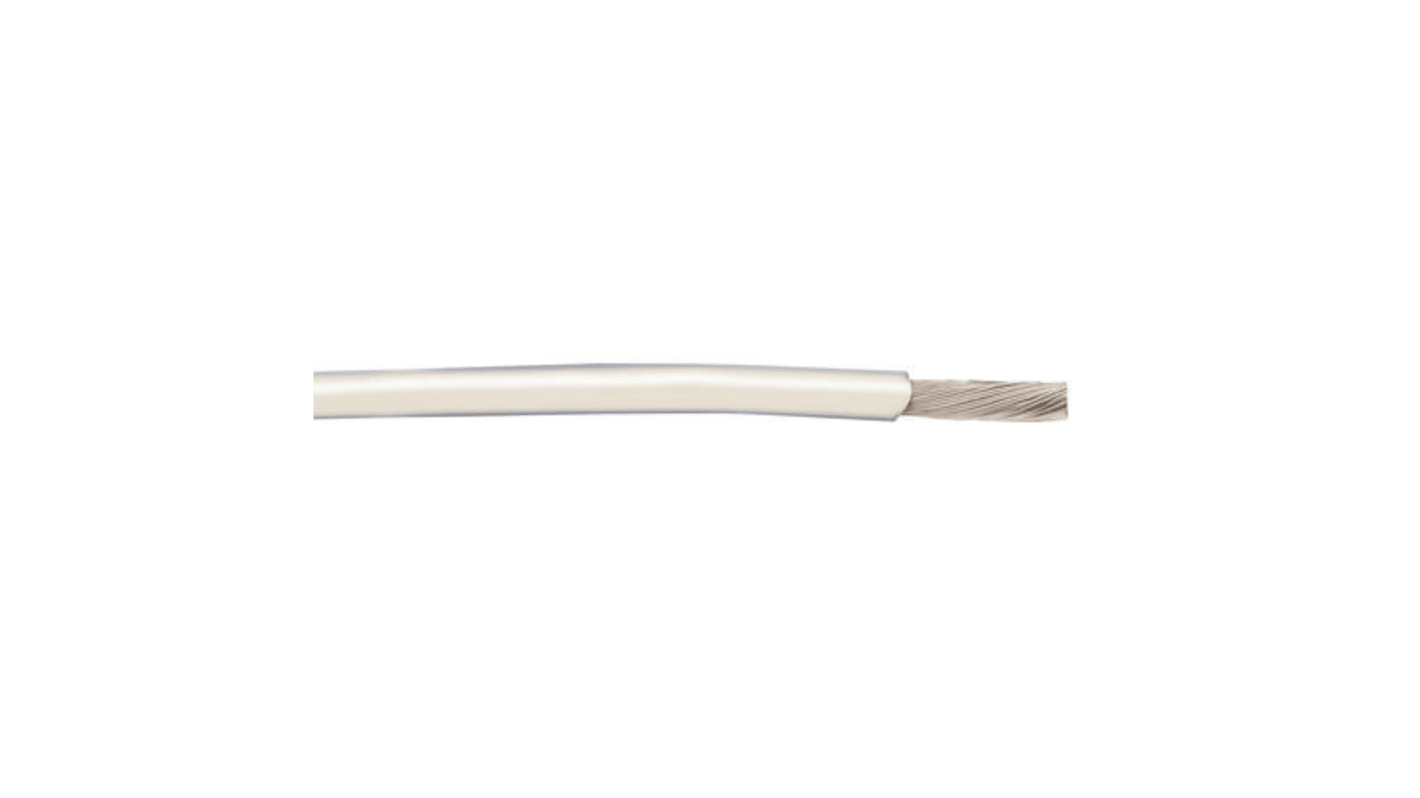 Alpha Wire Einzeladerleitung 0.23 mm², 24 AWG 30m Weiß PVC isoliert Ø 1.42mm 7/0.20 mm Litzen UL1007