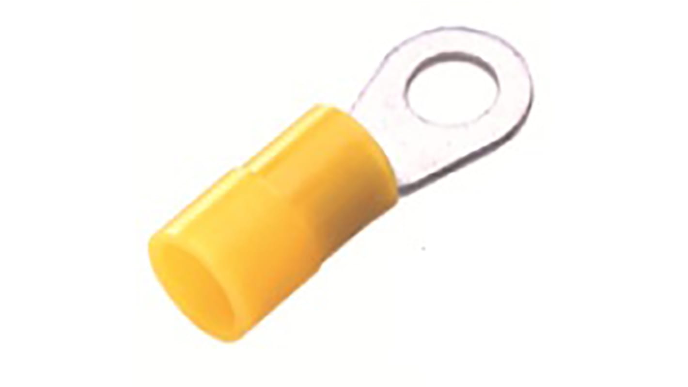 RS PRO Ringkabelschuh, Isoliert, Nylon, Gelb, aussen ø 11mm, innen ø 6.5mm, max. 6mm², 6.5mm