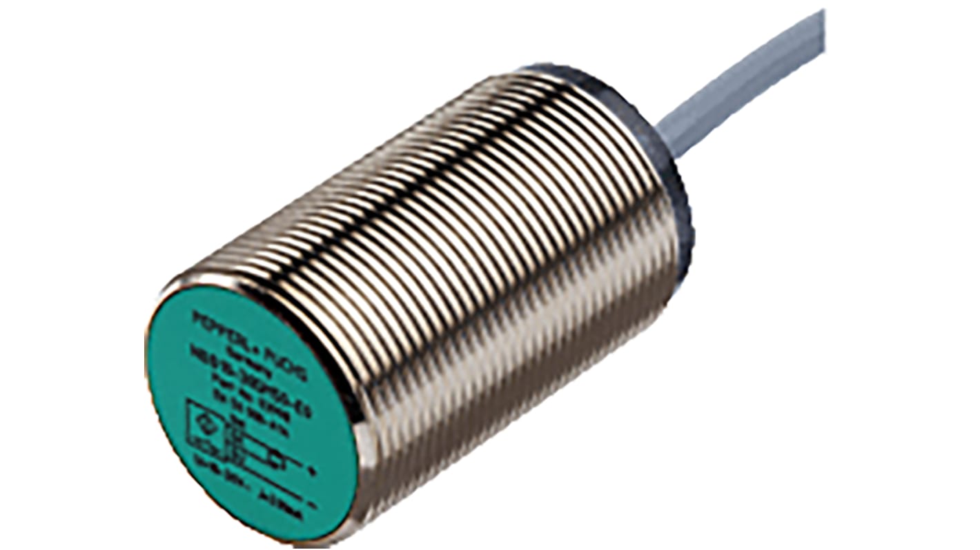 Pepperl + Fuchs Inductive Barrel-Style Proximity Sensor, M30 x 1.5, 15 mm Detection, PNP Output, 5 → 60 V dc,