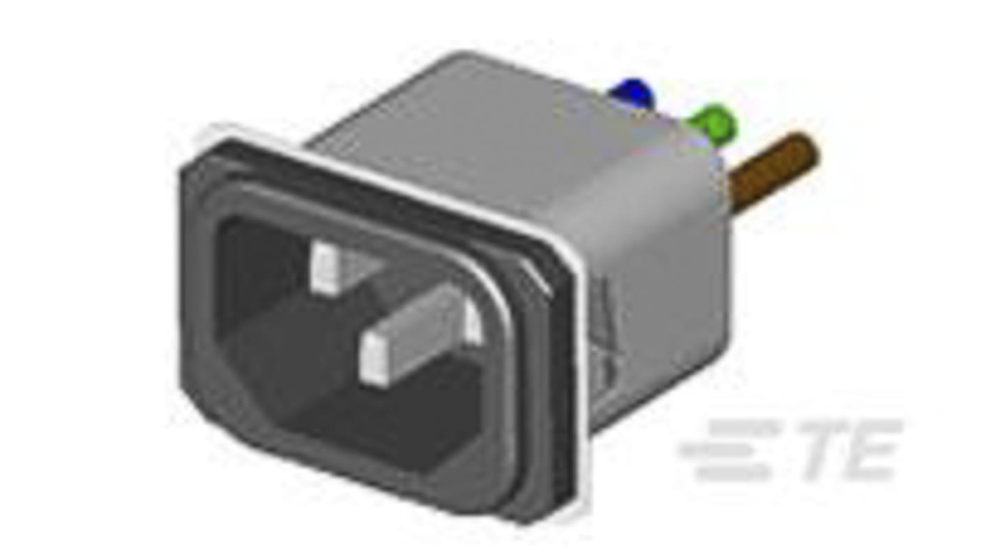 Vstupní filtr IEC, řada: Corcom SRB, Nasazovací, Drátový vodič, 15A, 250 V AC, 50/60Hz, -10 → +40 °C