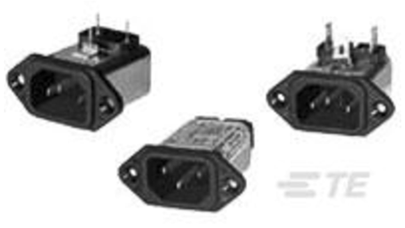 IEC-bemenet szűrővel 50.3 x 20.6 x 54.6mm Férfi, C14, Peremre szerelhető, 6A, 250 V AC, üzemeltetési frekvencia: