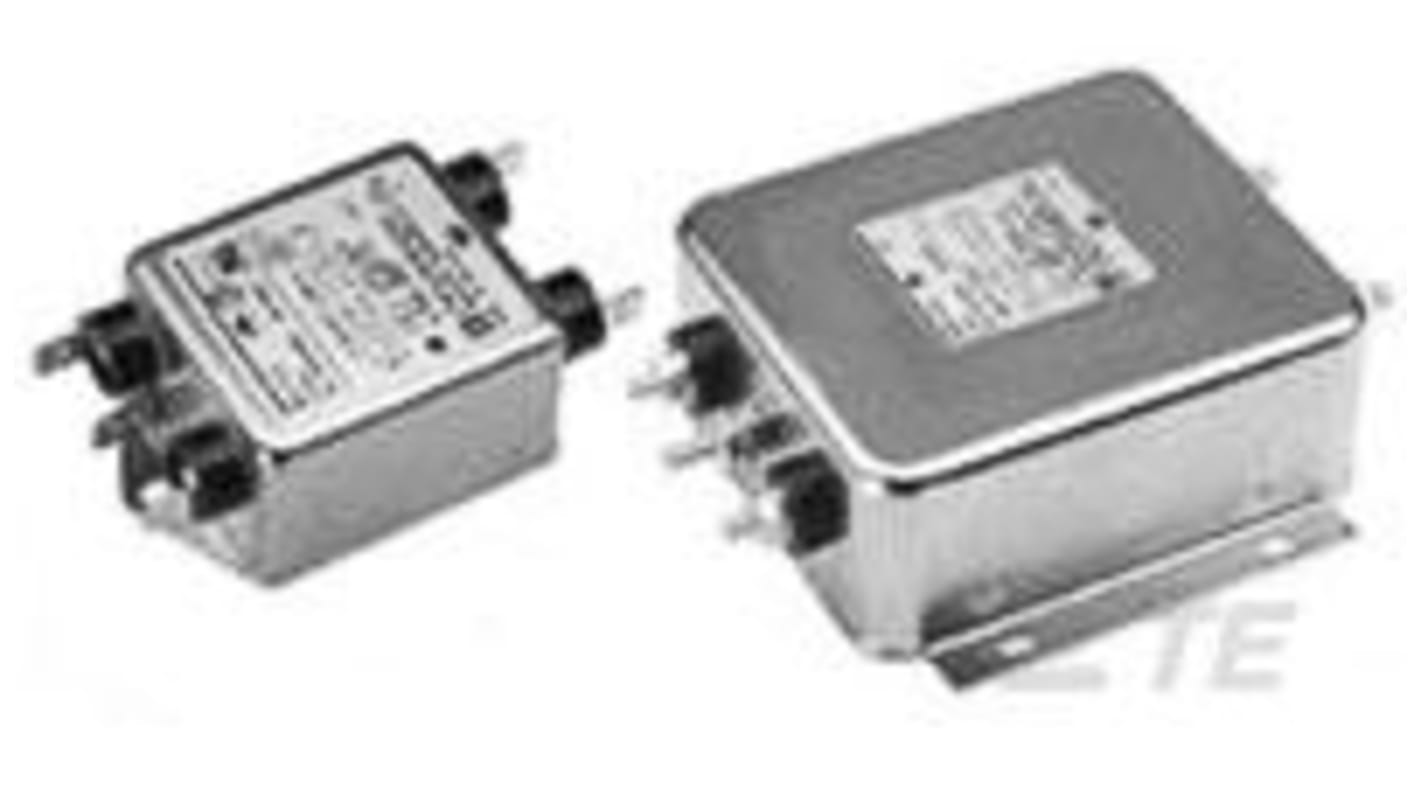 Filtro RFI TE Connectivity, 20A, 250 V ac, 50/60Hz, Montaje con Reborde, con terminales Faston, Serie Corcom W, 1 fase