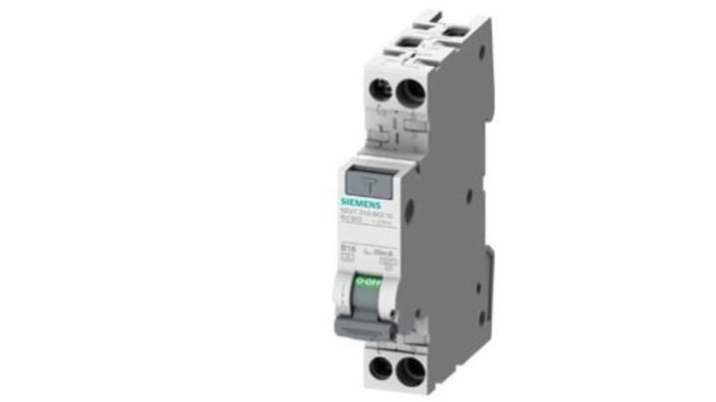 Disjoncteur différentiel magnéto-thermique Siemens 10A 2P, sensibilité 30mA Type C, 5SV1316