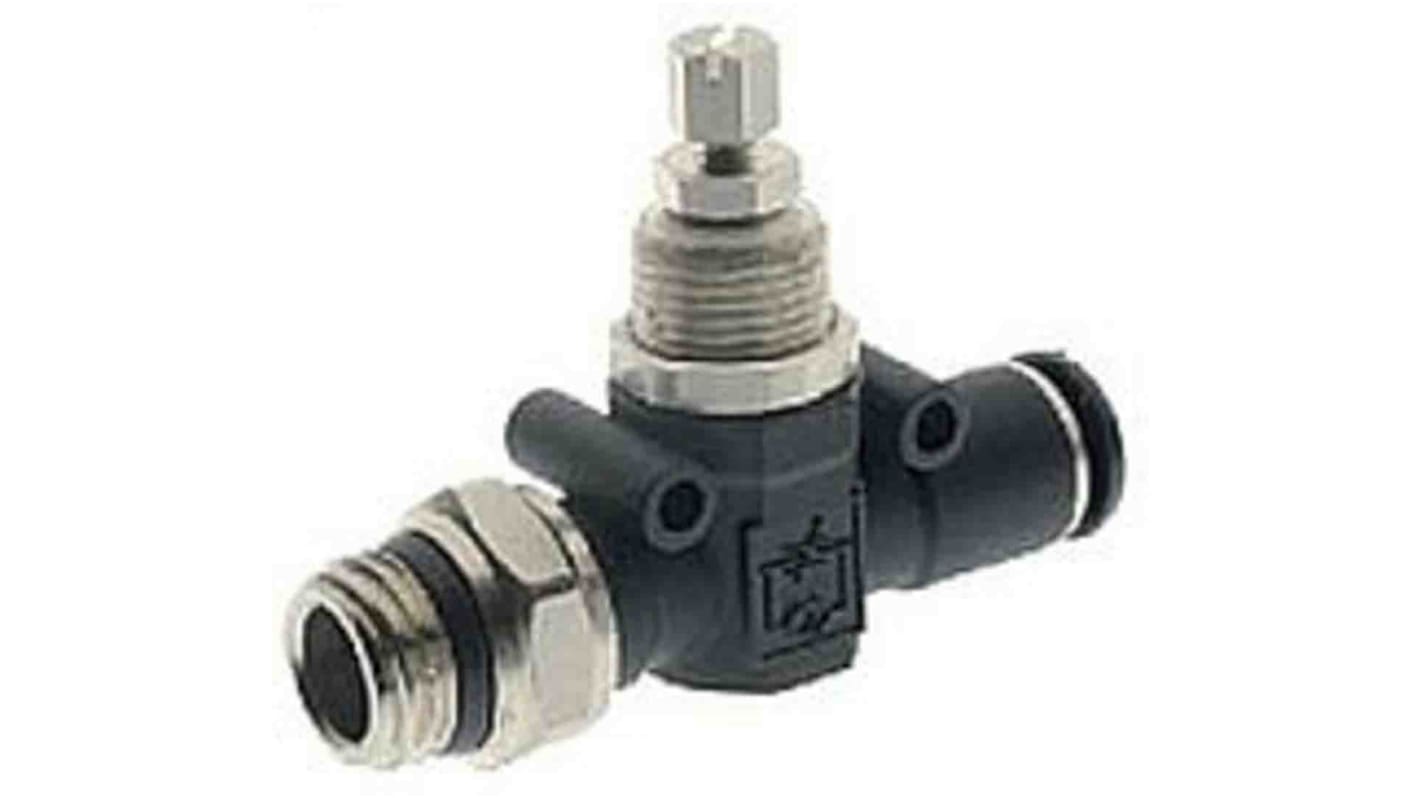 RS PRO Tube Flow Regulator, 6mm Tube Inlet Port x 1/4 in Male Outlet Port