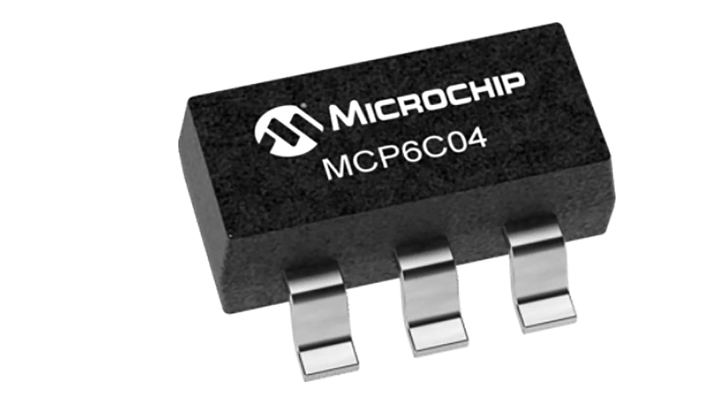Amplificadores operacionales MCP6C04T-050E/CHY, 2→ 5,5 V. 500kHz Balancín SOT-23, 6 pines 6000 MHz