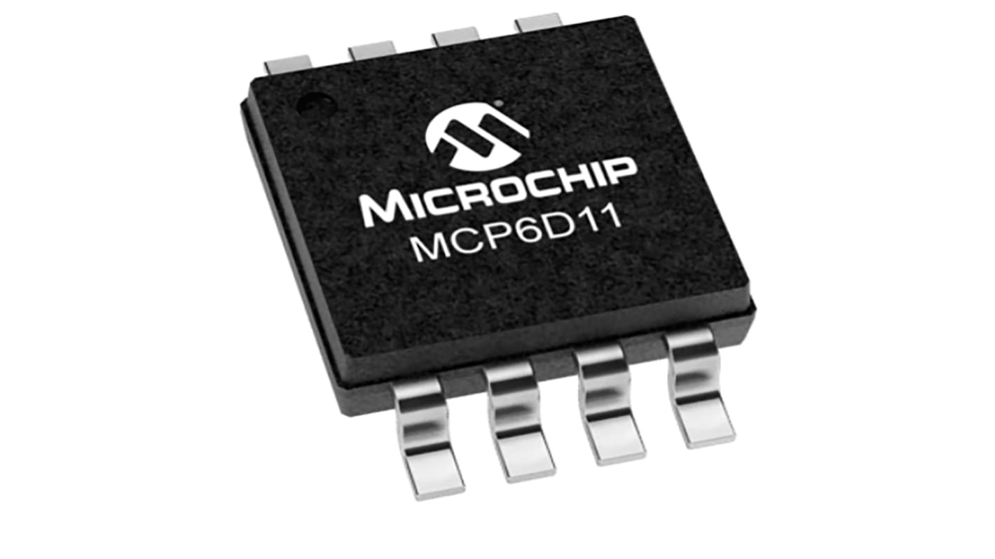 Microchip オペアンプ, 表面実装, 1回路, ±2電源, 単一電源, MCP6D11-E/MS