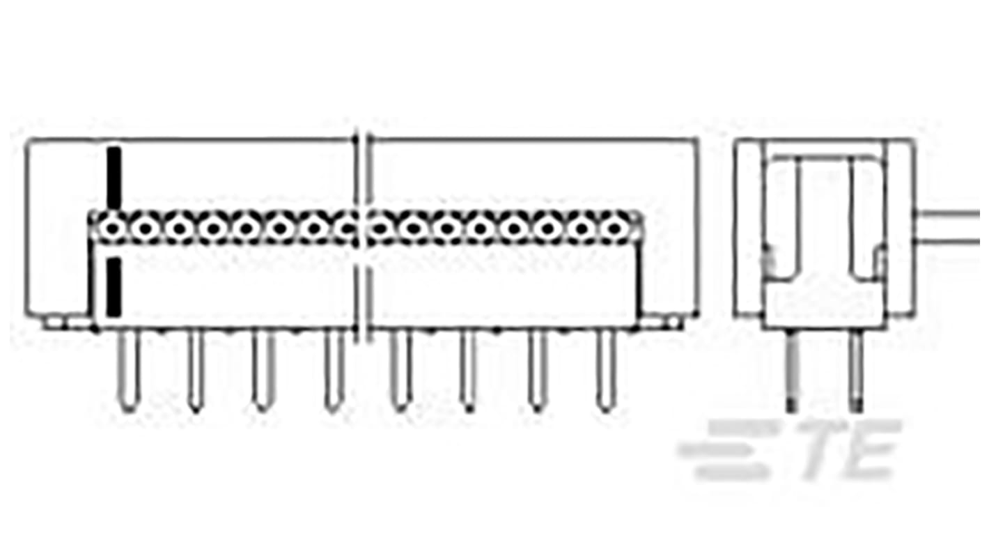 Conector IDC macho TE Connectivity de 16 vías, paso 2.54mm, 2 filas, Montaje en orificio pasante