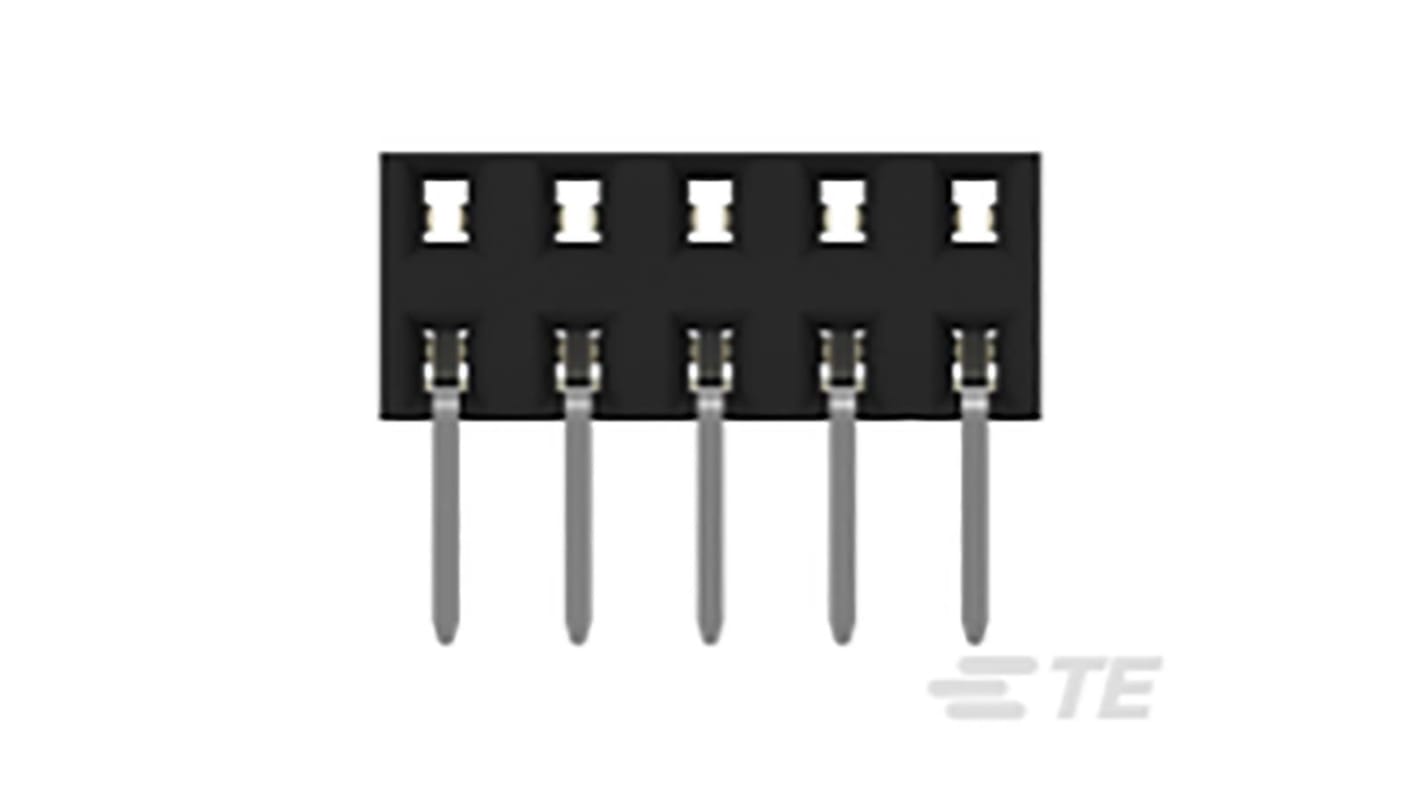 TE Connectivity AMPMODU Series Straight Through Hole Mount PCB Socket, 10-Contact, 2-Row, 2mm Pitch, Solder Termination