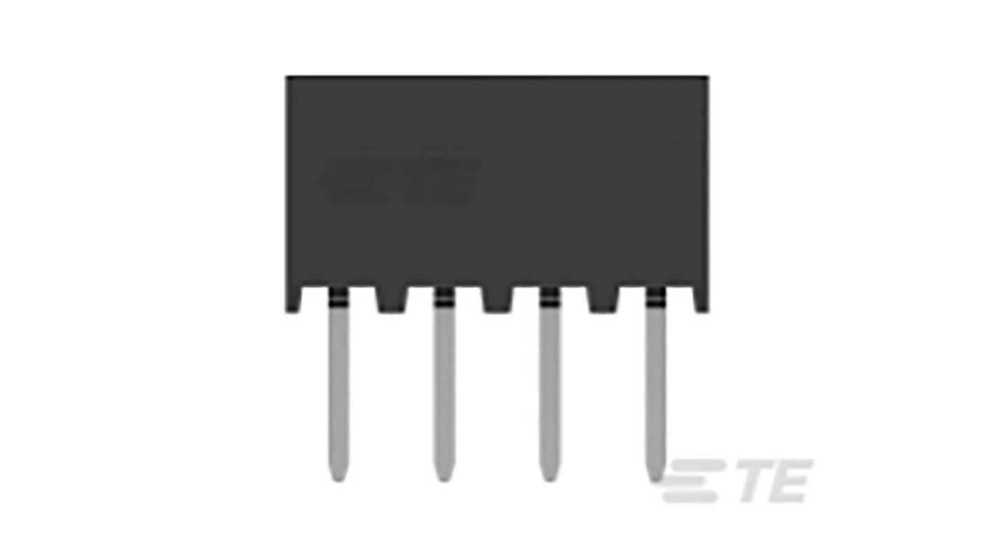 TE Connectivity AMPMODU Series Straight Through Hole Mount PCB Socket, 4-Contact, 1-Row, 2mm Pitch, Solder Termination