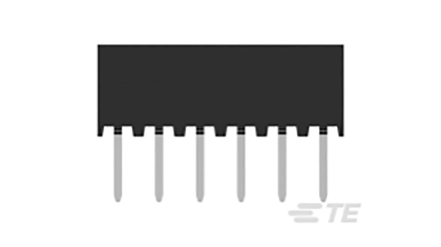 TE Connectivity AMPMODU Series Straight Through Hole Mount PCB Socket, 6-Contact, 1-Row, 2mm Pitch, Solder Termination