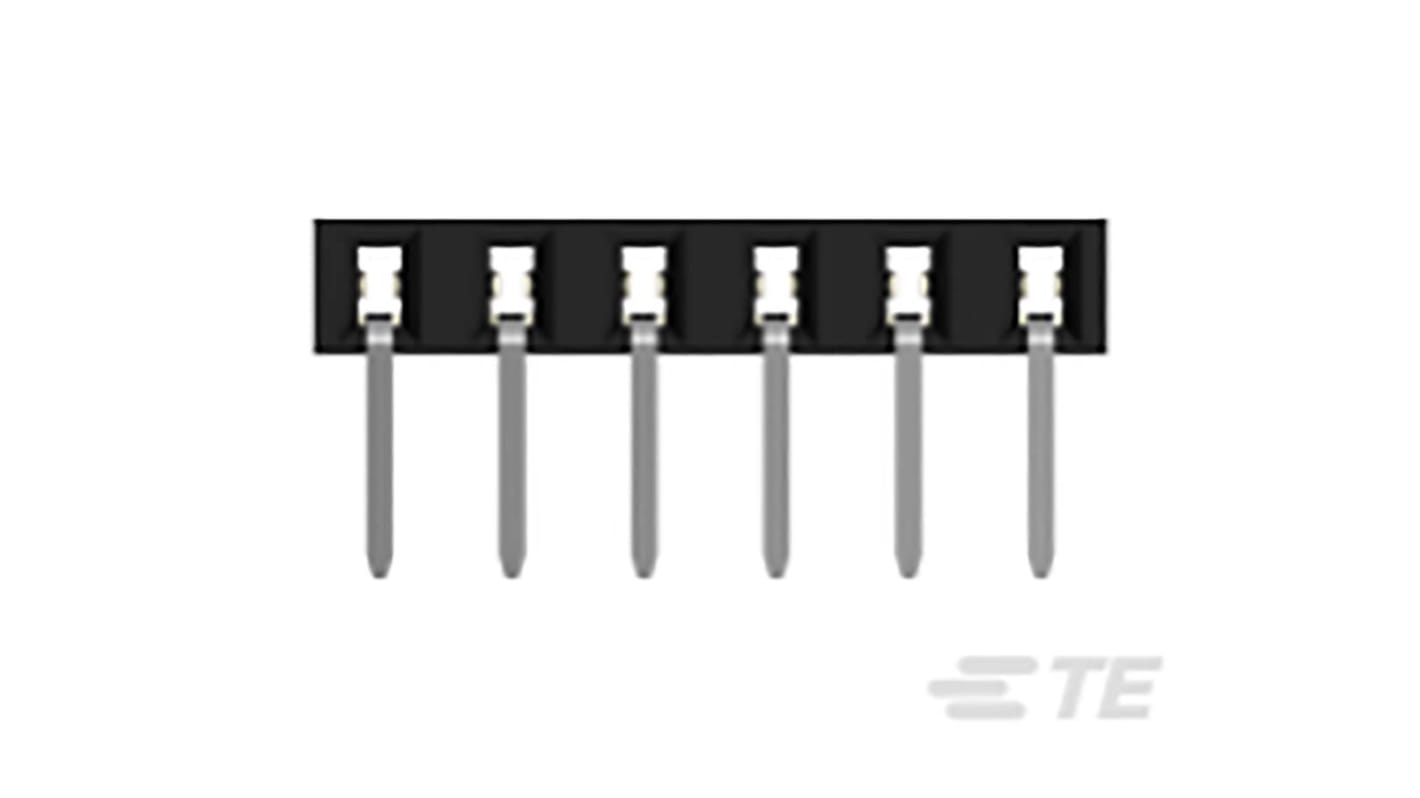TE Connectivity AMPMODU Series Straight Through Hole Mount PCB Socket, 6-Contact, 1-Row, 2mm Pitch, Solder Termination
