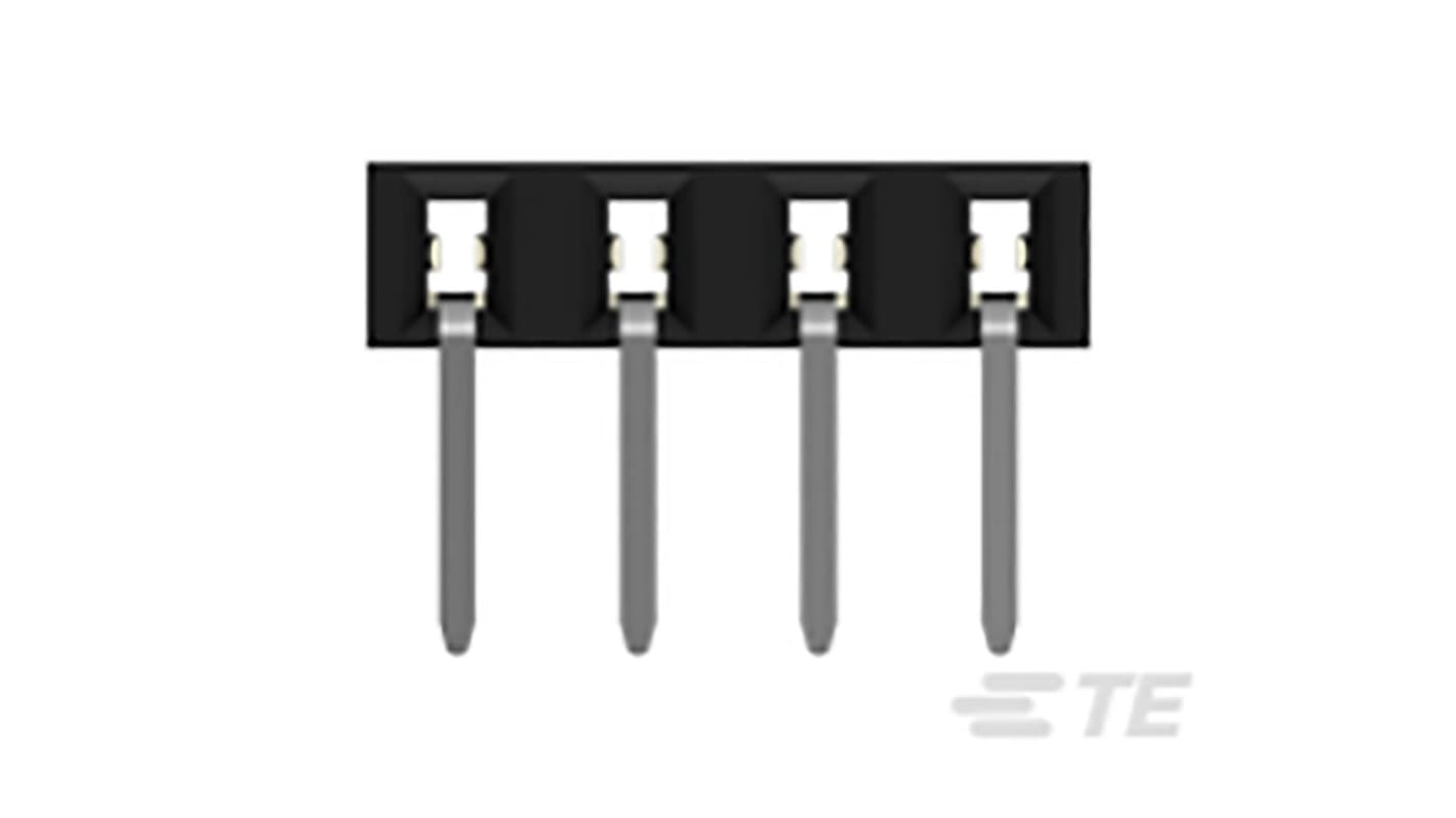 TE Connectivity AMPMODU Series Straight Through Hole Mount PCB Socket, 4-Contact, 1-Row, 2mm Pitch, Solder Termination