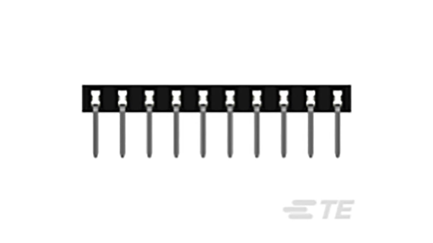 TE Connectivity AMPMODU Series Straight Through Hole Mount PCB Socket, 10-Contact, 1-Row, 2mm Pitch, Solder Termination