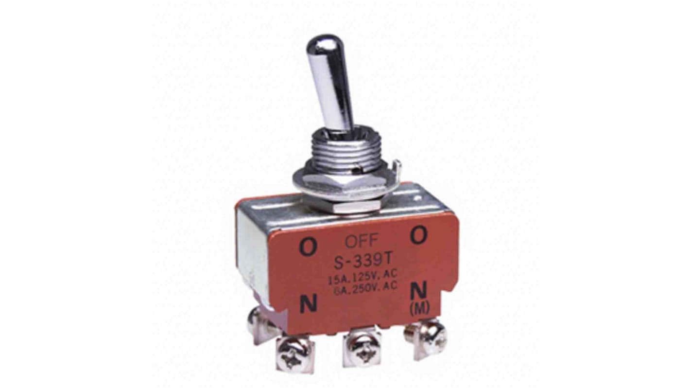 NKK Switches Tafelmontage Kippschalter 2-polig Ein-Aus-Ein 15 A, IP 40, Schraub