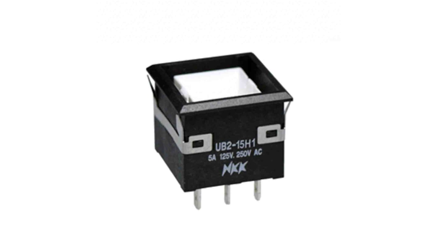 NKK Switches UB2 Series Illuminated Push Button Switch, On-On, PCB, SPDT, Red LED, 125V, IP40