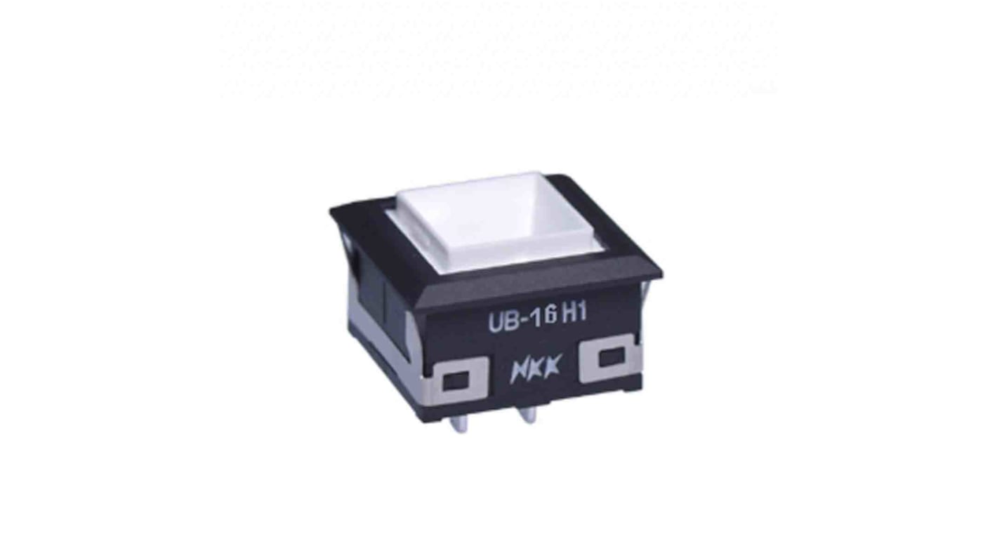 NKK Switches UB Series Illuminated Push Button Switch, On-On, PCB, SPDT, Amber LED, 28V, IP40