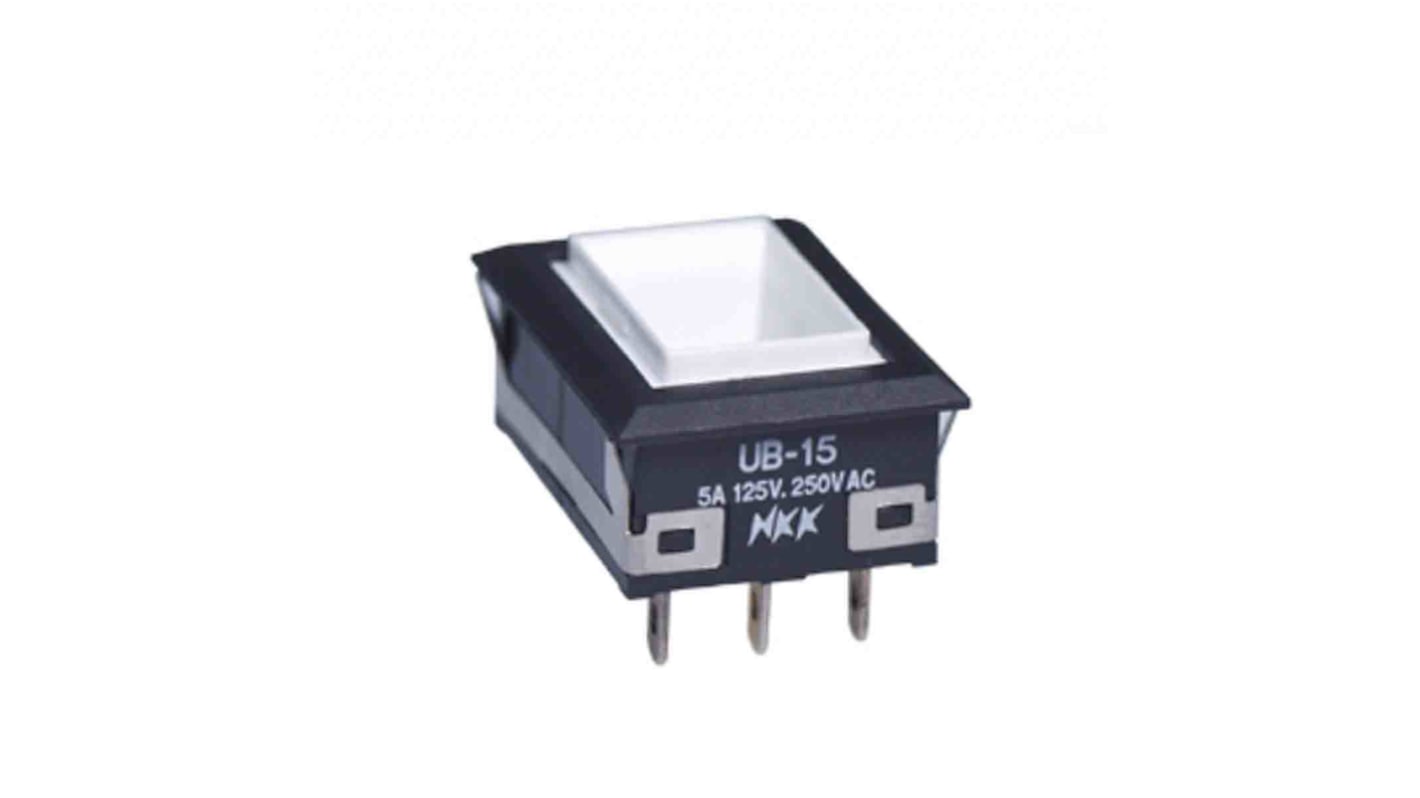 NKK Switches UB Series Illuminated Push Button Switch, Momentary, PCB, SPDT, Amber LED, 125V, IP40