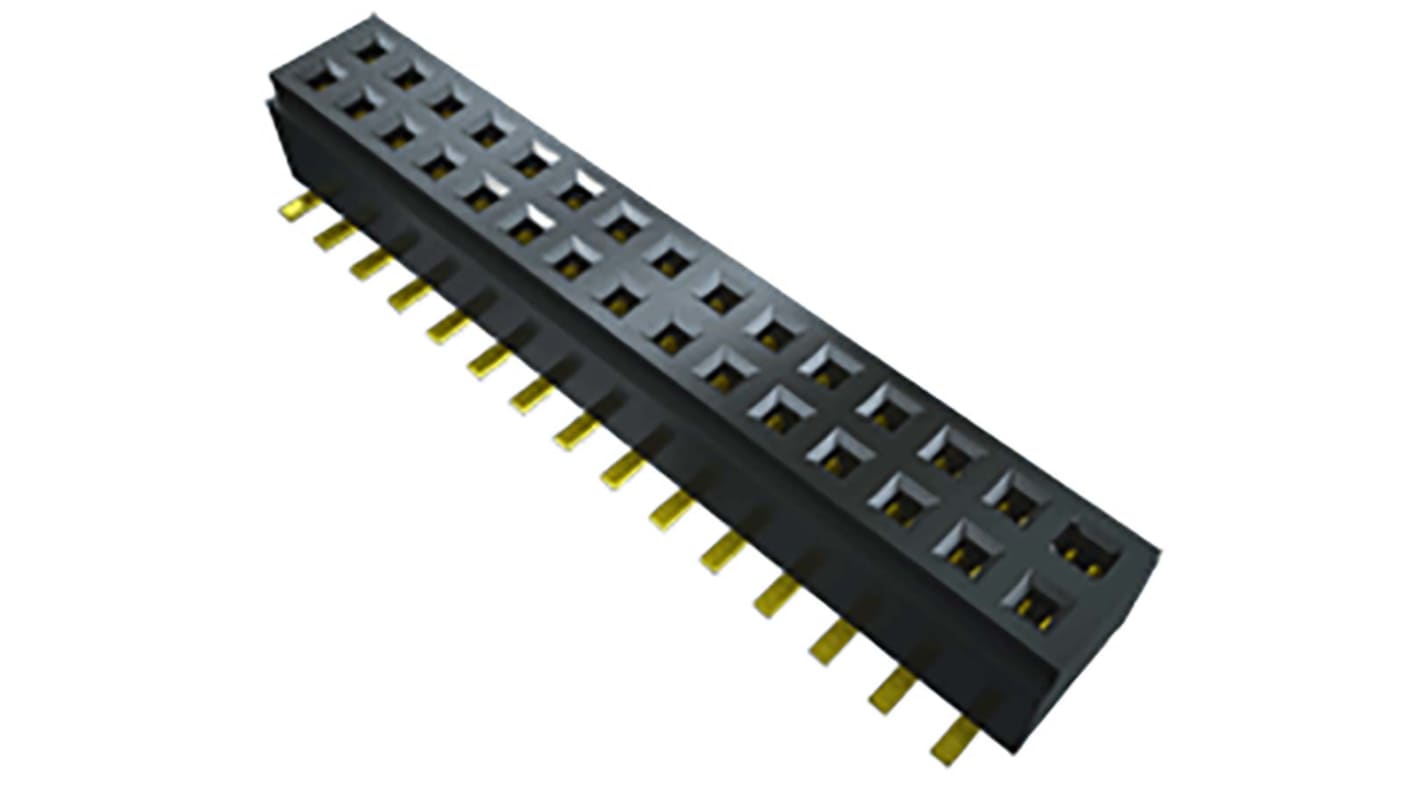 Samtec CLM Series Straight Through Hole Mount PCB Socket, 6-Contact, 2-Row, 1mm Pitch, Solder Termination