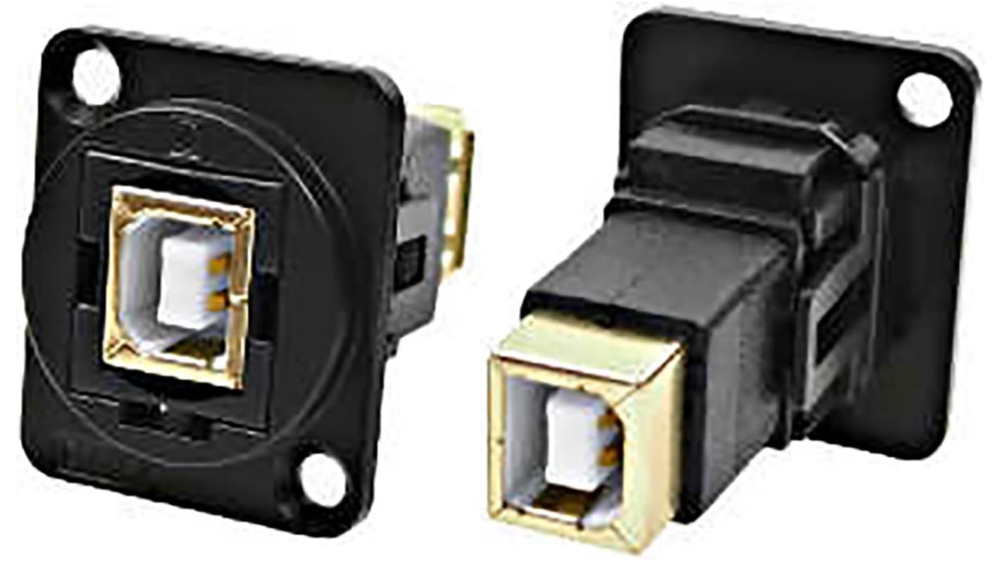 RS PRO Straight, Panel Mount, Socket to Socket Type B to B 2.0 IP40 Feedthrough USB Connector