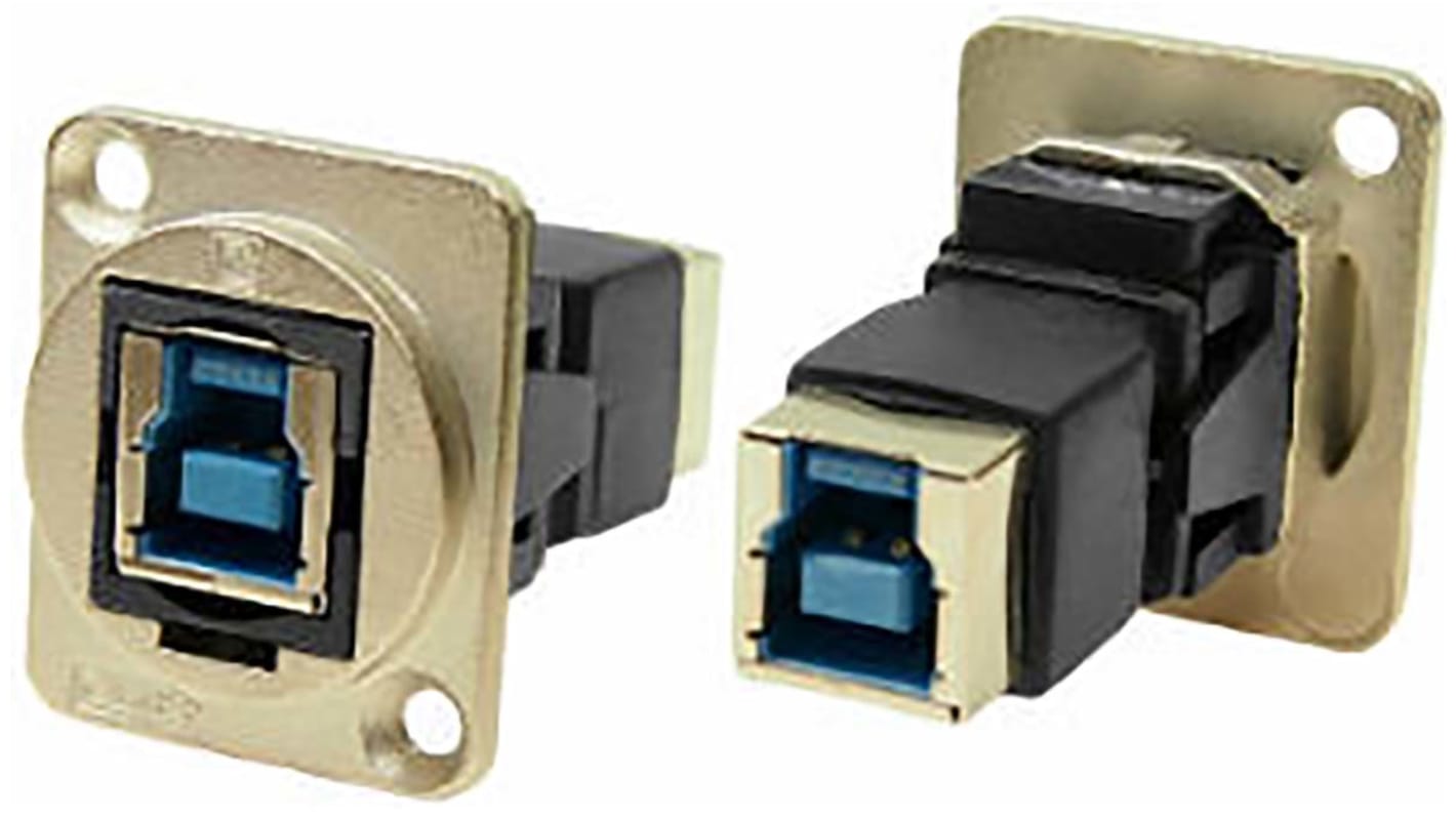 Conector USB de paso RS PRO, Hembra a Hembra, , 1 puerto puertos, Recto IP40, Montaje en Panel, Versión 3.0, 30 V ac,