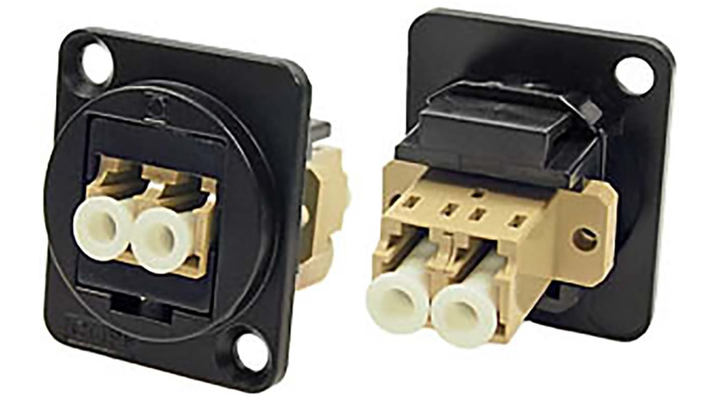 Conector de fibra óptica LC RS PRO, de color Negro, Multimodo, Dúplex, p. inserción 0.3dB