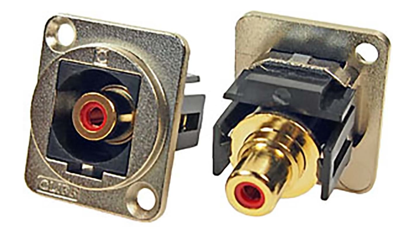 RS PRO Red Panel Mount RCA Socket, Gold over Nickel, 2A