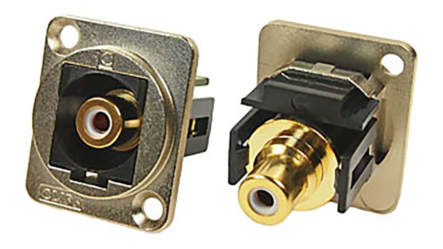 RS PRO White Panel Mount RCA Socket, Gold over Nickel, 2A