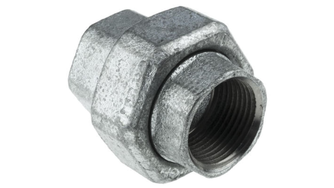 Georg Fischer Galvanised Malleable Iron Fitting Taper Seat Union, Female BSPP 1in to Female BSPP 1in