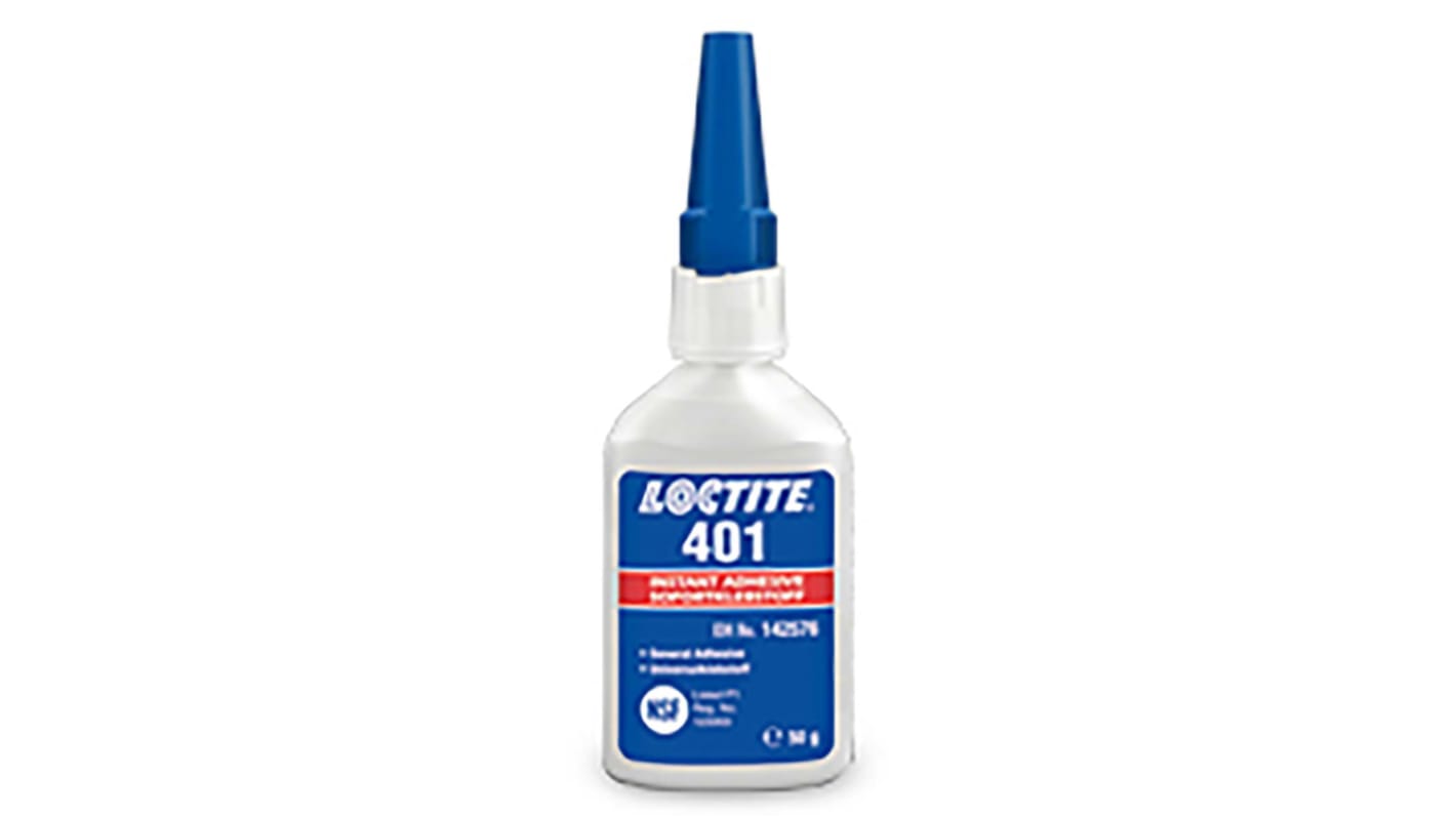 401, 50G Adhésif instantané Loctite Liquide Transparent, Flacon, 50 g