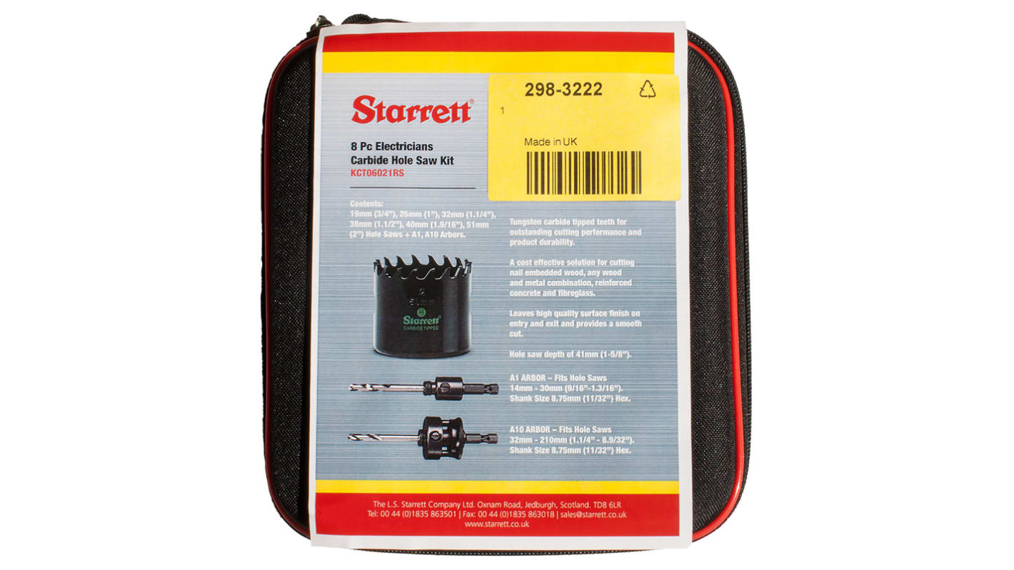 Starrett Tungsten Carbide Tipped 19 → 51mm Hole Saw Set