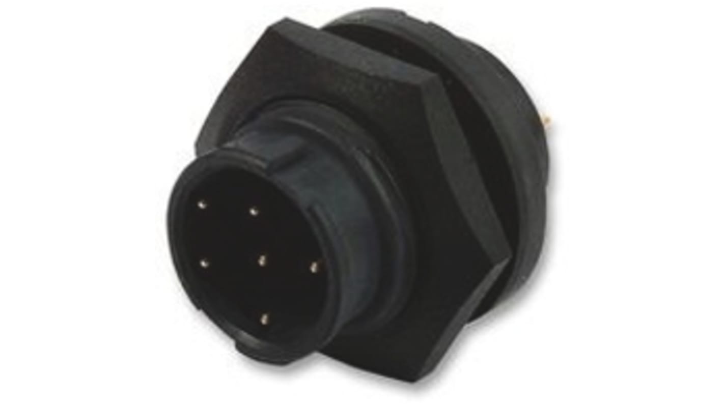 Conector circular Switchcraft hembra serie EN3 de 6 vías macho, Montaje en Panel, IP68, IP69K